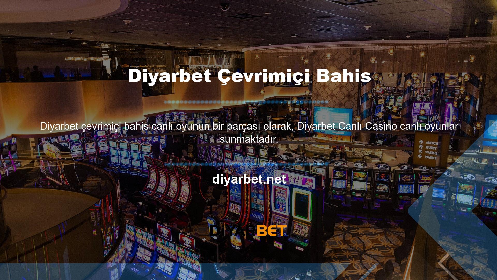 Diyarbet web sitesi farklı türlere göre canlı casino oyun seçenekleri oluşturmaktadır